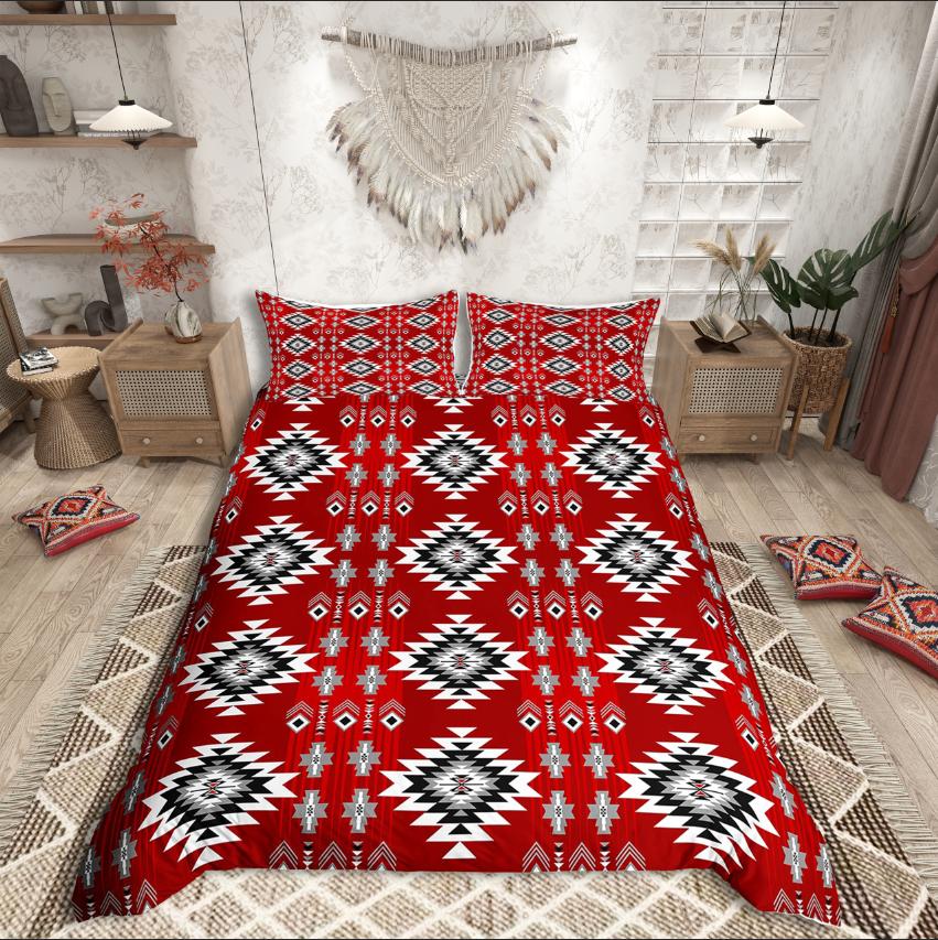 Homewish Tribal Aztec Duvet Cover Set,Bohemian Theme Bedding Set for Teens,exotic Style Decor