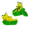 Resin Frogs Figurine With Realistic Detail And Nelumbo Leaf Design For Garden Frogs Animals Figure