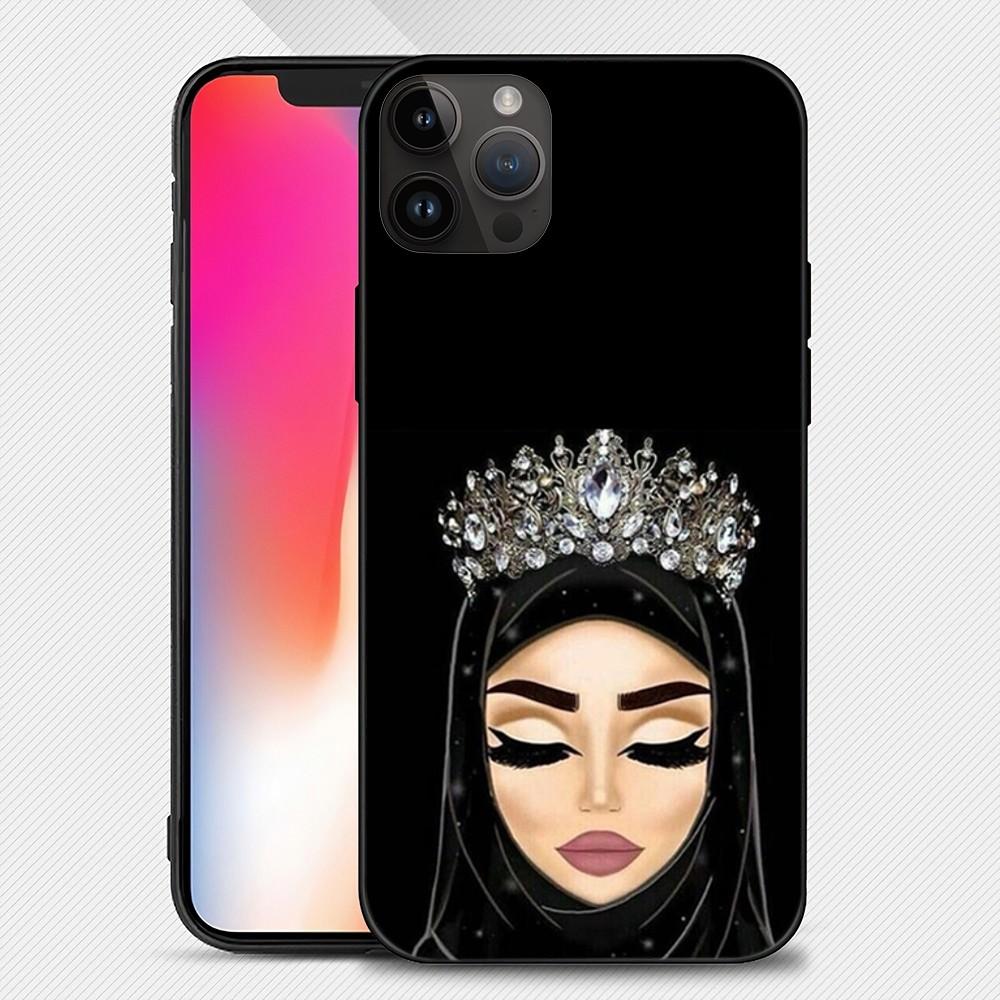 Muslim Islamic Arabic Hijab Face Gril Eyes Koran Phone Case Iphone15 14 13 12 11 Pro Max Mini X 7 8 Soft Case