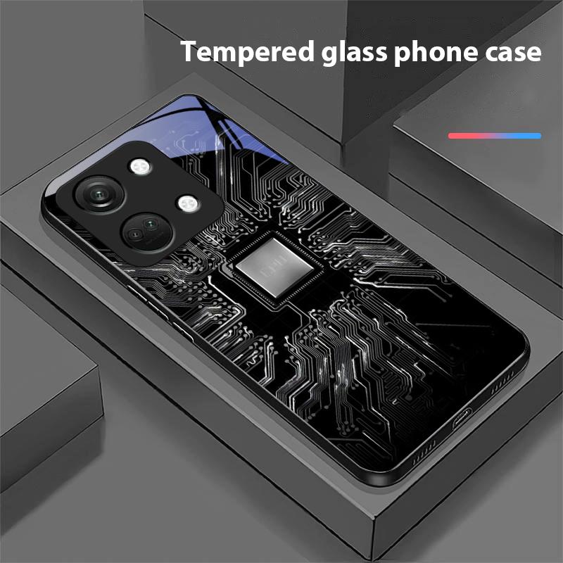 Компьютерный элемент для OnePlus Nord 3 5 6T 7 Pro 8 12 10T Reno8 Lite 5G 10R Nord N30 Чехол для телефона из закаленного стекла с твердой оболочкой Черный