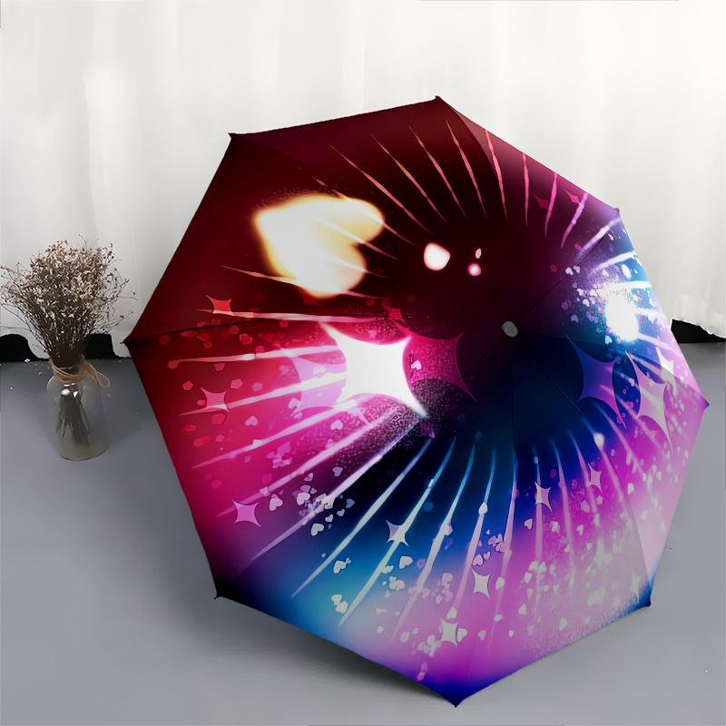 Eyes Automatic Folding Umbrella 8 Ribs, Durable Iron Frame, Bright Color Pattern Compact Travel Umbrella, Suitable for Outdoor, Beach and D
