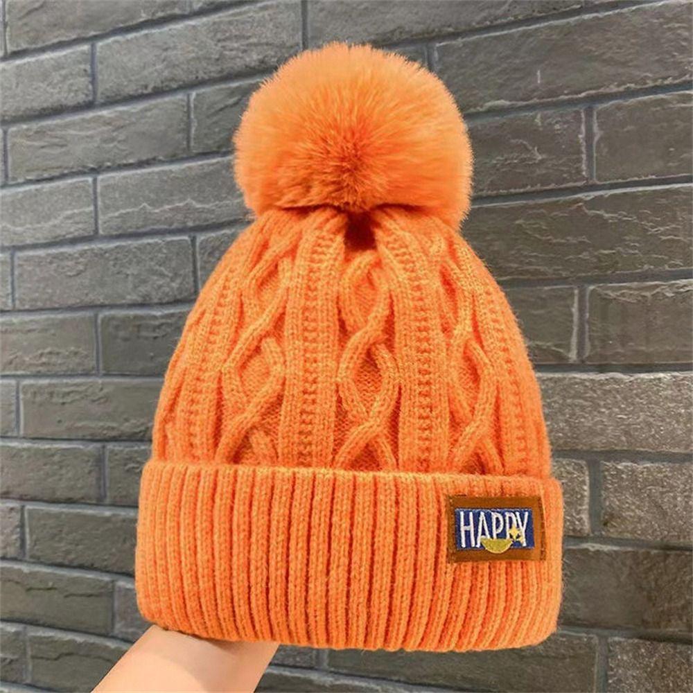 Keep Warm Knitted Cap Thickened Pompoms Hat Fashion Winter Hat  Women
