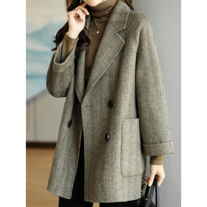 Tooxika осень и зима новый однотонный пиджак с воротником в елочку шерстяное пальто для женщин