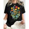 Красивые Цветы, Растущие Буйно Принты Женская Футболка Повседневная Свободная Футболка Хлопок Спортивная Одежда Круглый Вырез Короткий Рукав