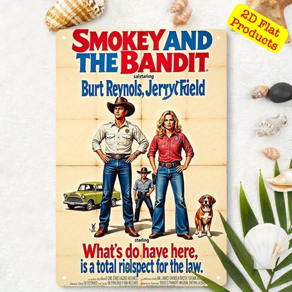 Винтажный металлический жестяной знак 'Дымный Бандит' (Smoky Bandit) Американская автомобильная культура Декор для стены 20x30 см