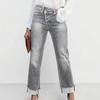 Women Slim Straight High Waist Stretch Denim Jeans Solid Color Pantalones De Mujer