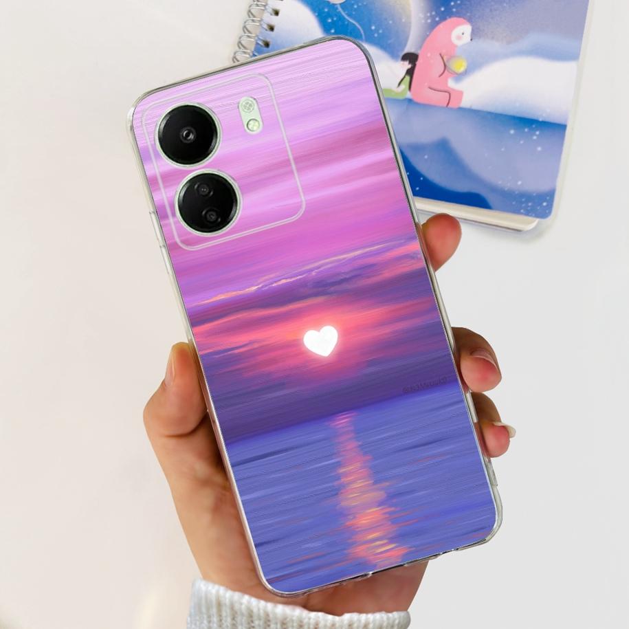 For Xiaomi POCO C65 Case Transparent Silicone Soft TPU Phone Cover For Xiaomi Mi Poco C65 Protective Bumper PocoC65 Flower Funda