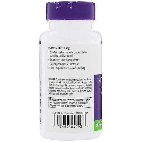 Natrol 5-HTP, 100 мг, 30 капсул