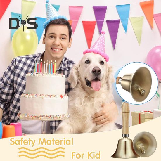 Старинный литой колокольчик с деревянной ручкой, сверхгромкий, прочный, для свадеб, дрессировки животных, ужина, медитации, музыкального обучения, сервисный звонок