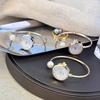 Fashion Pearl Bracelet Watch Gemstone Quartz Rhinestone Dial Watch Quartz Wristwatch  Evening Party