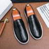 Fashion Classic Brand Men's Leather Casual Shoes Elegant Brown Thick Sole Flat Bottom Loafers Men's Business Work Shoes Comfortable
