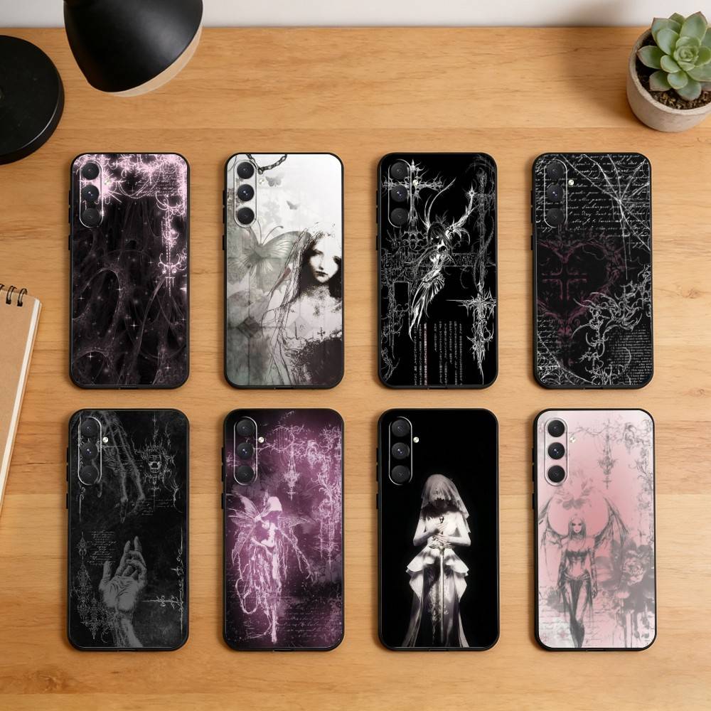 Готический Кокетливый Кибер Сигилизм Чехол Для Телефона Для Samsung S26,S25,S24,S23,S22,S21,Ultra,Plus,FE Черный Мягкий Чехол