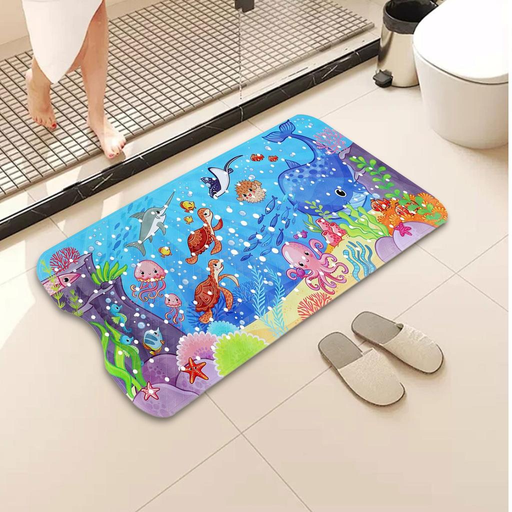 100X40 Extended Bath Mat Environmentally Friendly PVC Bathroom Non- Mat Children's Cartoon Shower Mat