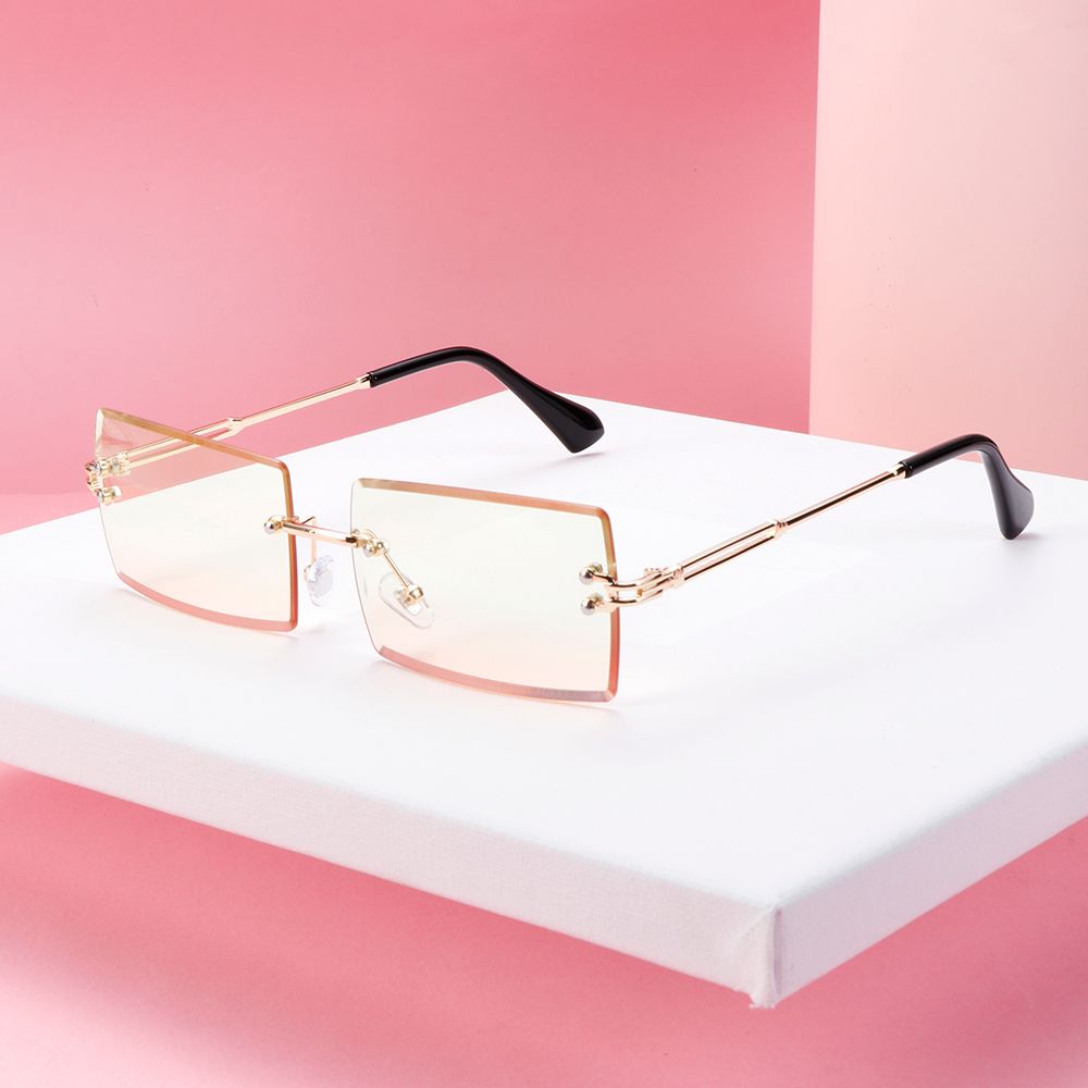 Trendy Rimless Summer Eyewear Rectangle Sun Glasses Square Sunglasses Fashion Sunglasses Shades