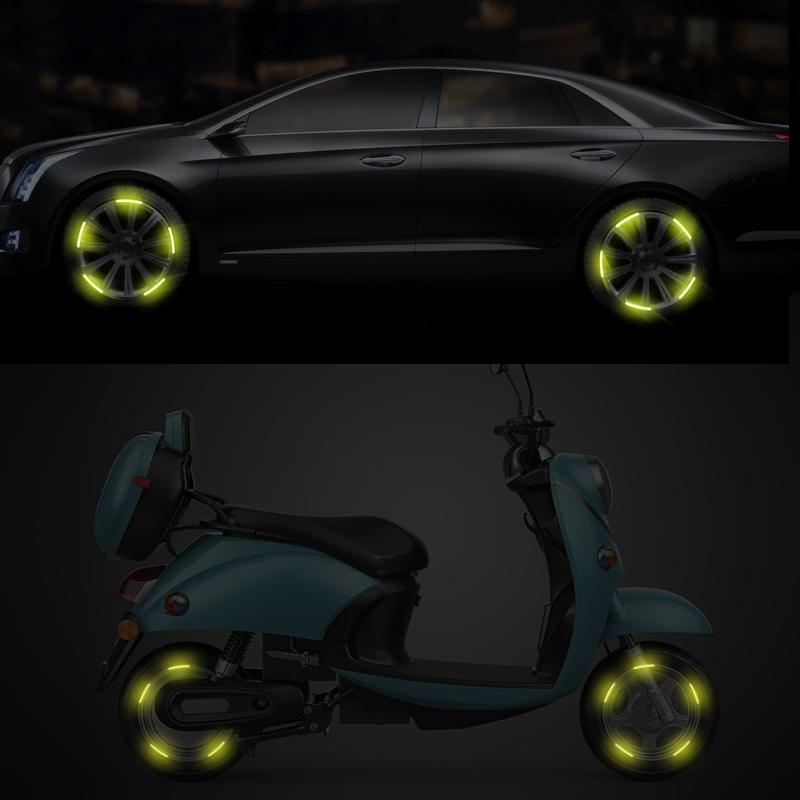 20 шт. Авто Мотоцикл Велосипед Автомобиль Светоотражающая наклейка на ступицу колеса Светящиеся полосы Светоотражающая наклейка на обод шины Ночная защитная лента