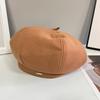 Woolen Hat Autumn and Winter New Style Retro All Match Beret Ins Metal Label Octagonal Hat Warm Bud Painter Hat