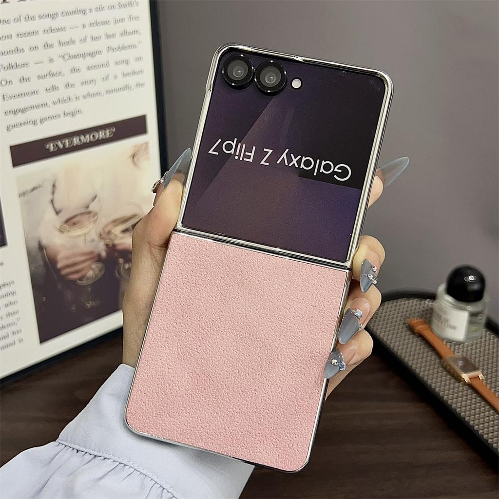 Посеребренный край Чехол для телефона Samsung Galaxy Z Flip 7 5G ZFlip7 Модный Набор из 2 частей Однотонный Ударопрочный Чехол