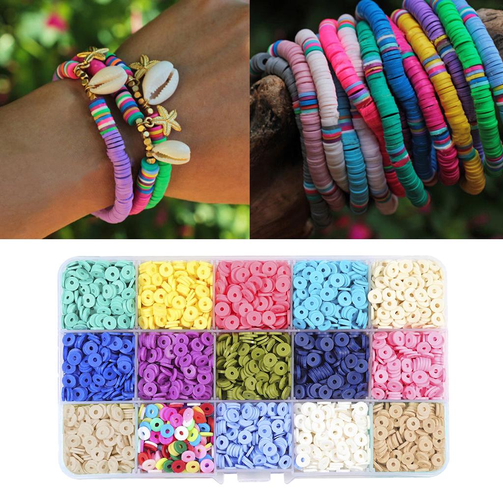 36000 шт. плоские круглые бусины-разделители из полимерной глины для изготовления ювелирных изделий, браслетов, ожерелья, сережек, фурнитура «сделай сам», ремесло с пластиковой коробкой для хранения