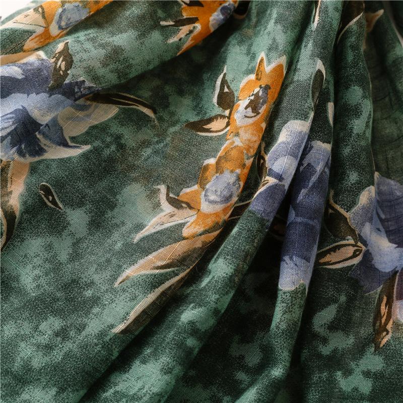 Luxury Fashion Women Viscose Scarf Ink Painting Floral Tassel Hijab Shawls and Wraps Female Foulard Echarpe Muslim Sjaal