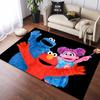 Sesame Street Elmo Black Background Logo Cartoon Print Anti-slip Area Rug Living Room Bedroom Decor Floor Mat For Cartoon Fans