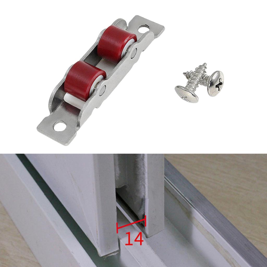 4Pcs Push Pull Window Pulley with Screws Sliding Window Door Roller Double Wheel Glass Door Sliding Roller Door Hardware