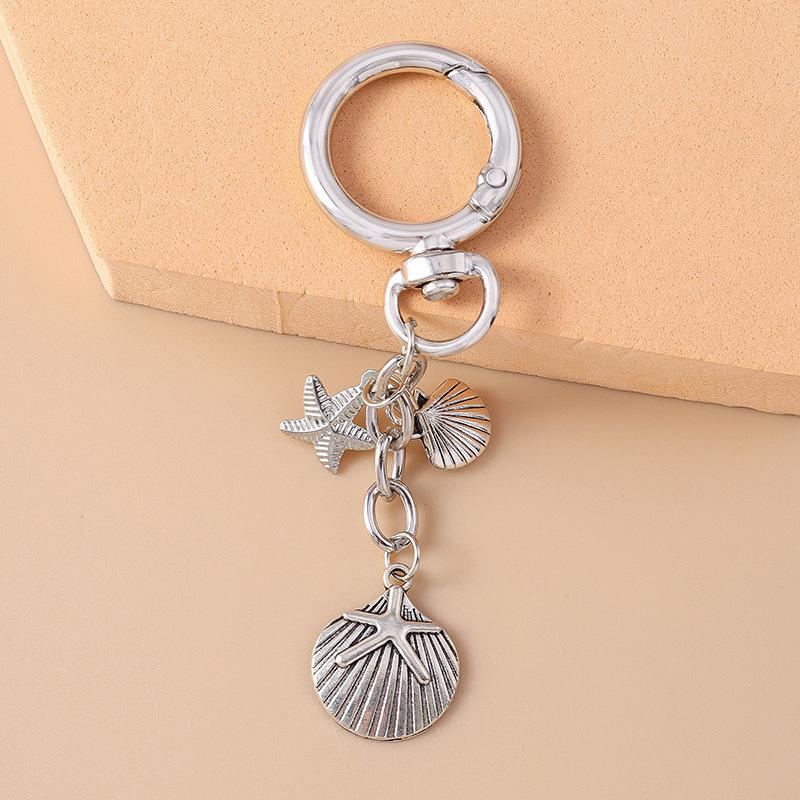 Alloy Love Heart Key Chain Shell Starfish Key Ring Pendants For Women Girls Handbag Decor Diy Handmade Jewelry Gifts