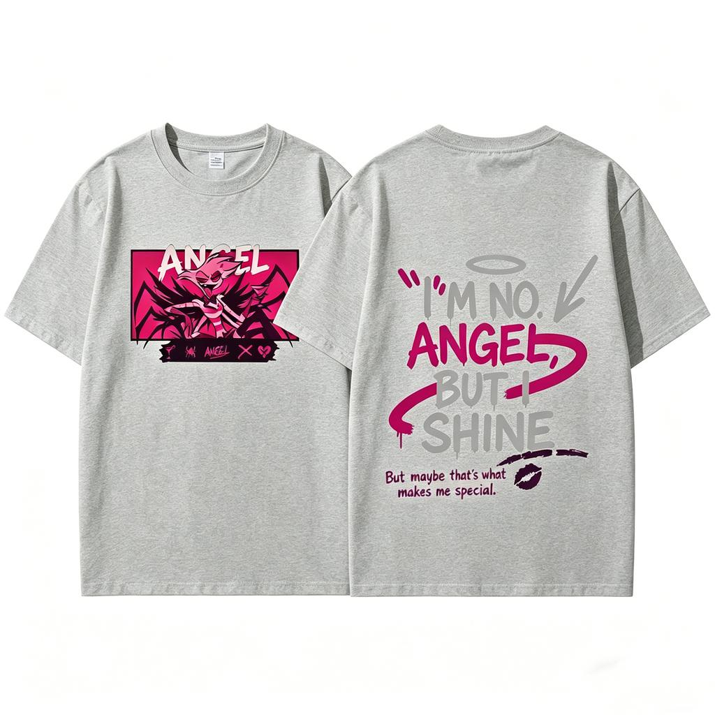 Худи Angel Dust с графикой из Hazbin, Аниме, Мужская и Женская, Хлопковая Футболка, Demoncore, Уличная Одежда, Милая, Авангардная, С коротким рукавом