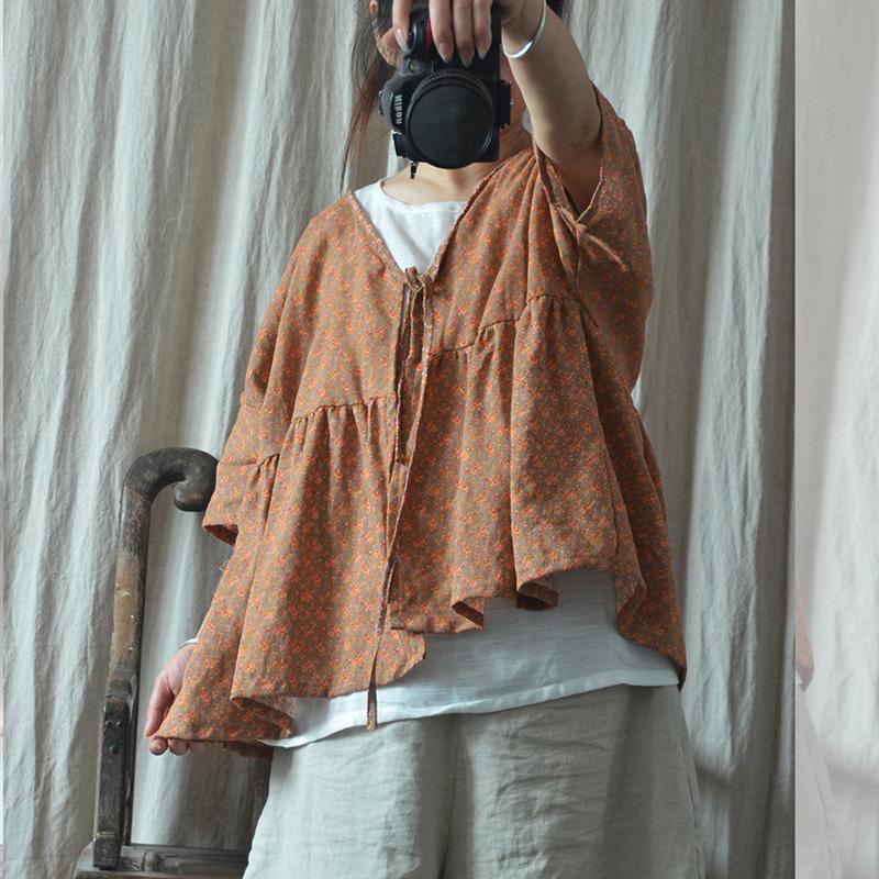 Johnature Женские рубашки в китайском стиле с поясом и коротким рукавом, летние блузки с цветочным принтом, хлопковая льняная одежда, рубашки