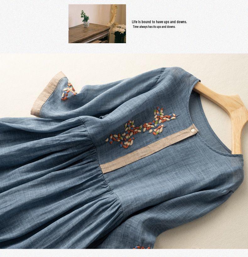 Женское летнее платье в стиле ретро с вышивкой во французском стиле с рукавами три четверти