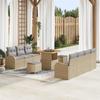 10-Piece Garden Sofa Set with Beige Cushions Poly Rattan Acacia 3364307