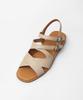 Heenn Leather Crossover Sandals. Pink Beige