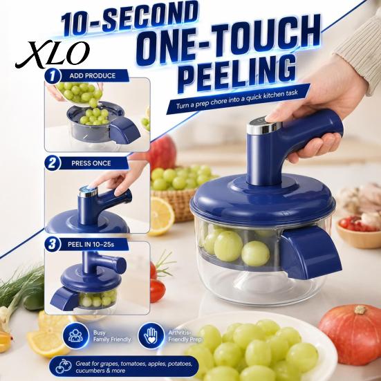 Quick Meal Prep Device Automatic Electric Fruit Vegetable Peeler, Compact Stainless Steel Kitchen Tool, Food Processor Portable One-Click Operation