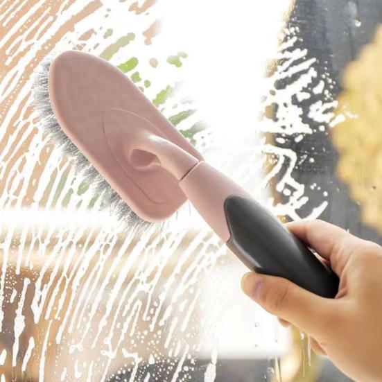 Household Floor Brush Ergonomic Non-Slip Handle Hard Bristles Floor Scrubber Kitchen Bathroom Heavy-Duty Stain Scrubbing Tool