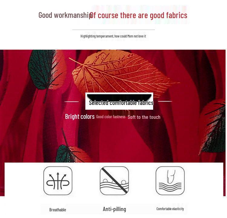 Women's Cotton Silk Mid-Length Nightgown - Summer Pajamas Plus Size Homewear for Middle-Aged and Elderly