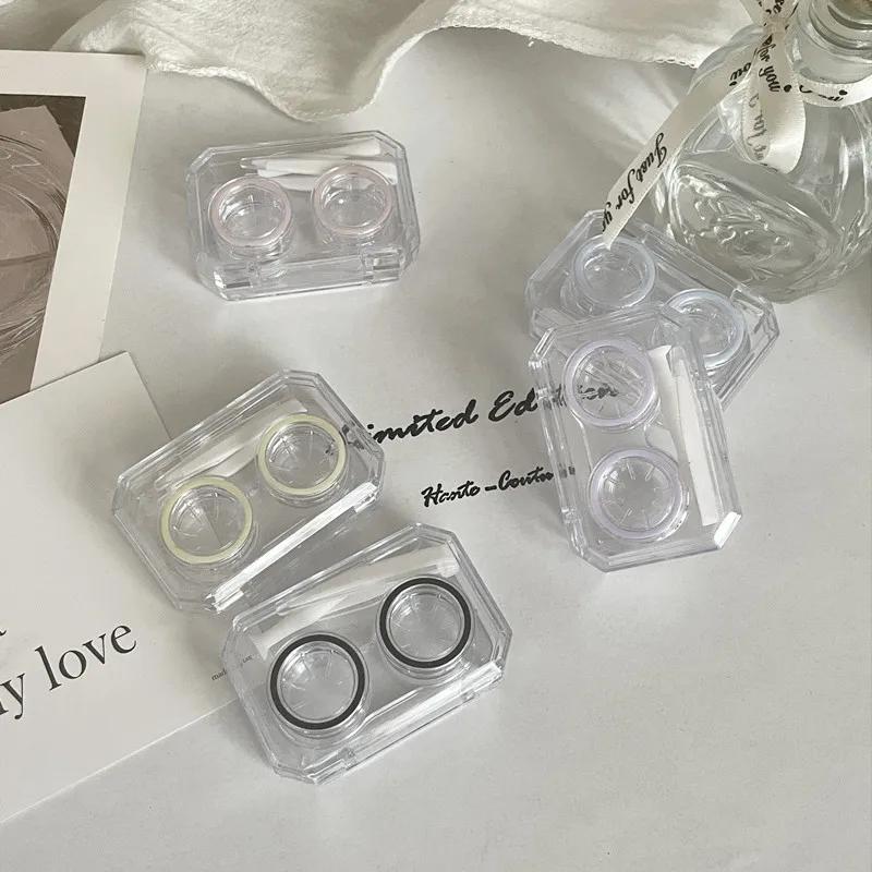 1 шт. Прозрачный мини-коробка для контактных линз, женский дорожный портативный футляр для контактных линз, сопутствующая коробка для ухода за контактными линзами с зеркальным пинцетом