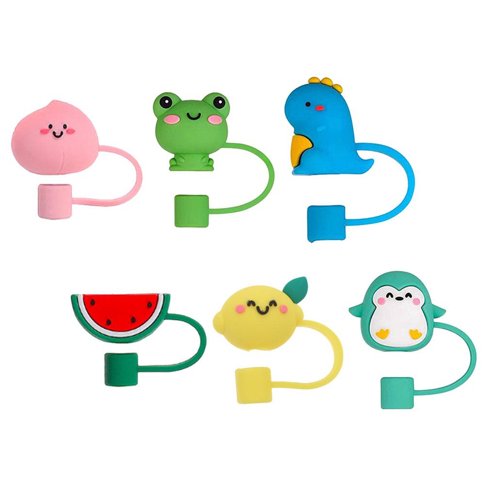 6 Pcs Straw Cap Silicone Covers Strawberry Caps Silica Gel Tip Topper Drinking Straws