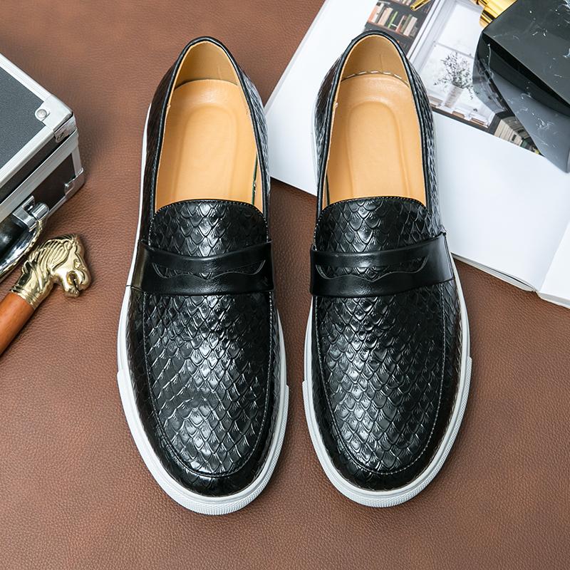 FashionLuxurious Mens Thick Soled Casual Shoes Fashion Brand Low Heel Men's Business Loafers Shoes Casual British Style Designer Shoes