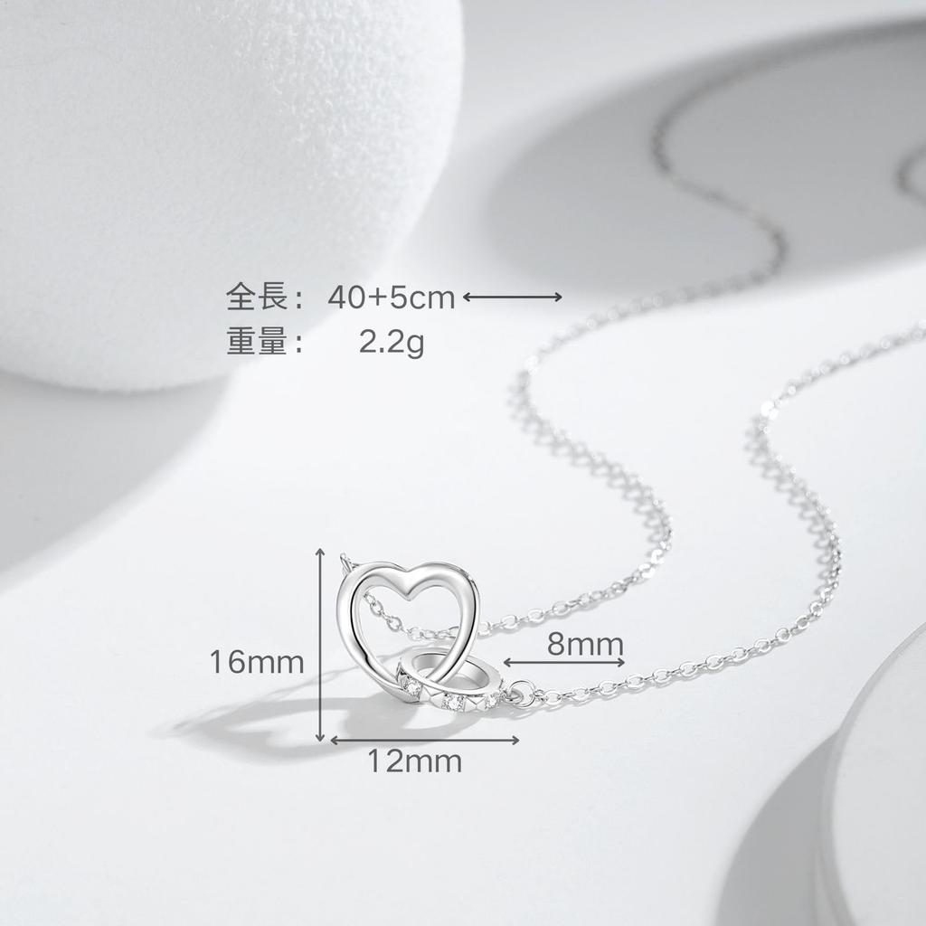 Ожерелье Mobius Heart SV999 металл гипоаллергенный с цирконием ультра легкий подарок на годовщину регулируемый вечная любовь простое ежедневное использование D2838 [ORIKIN]
