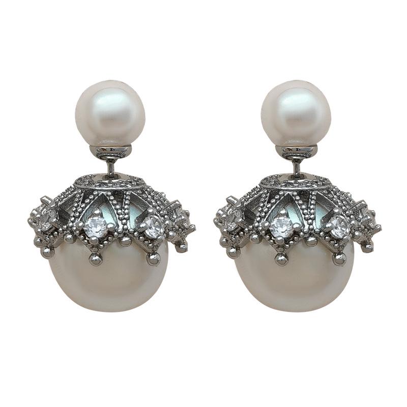 Серьги-пусеты из серебра 925 пробы с ретро французским жемчугом - Универсальные, Элегантные, Нишевый стиль люкс
