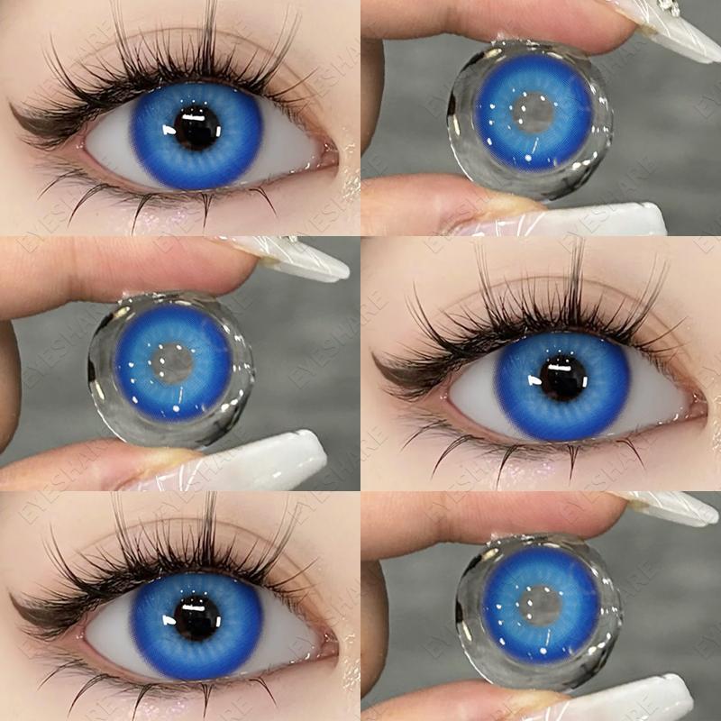 Eyeshare Various Styles of Colored Contact Lenses, Sweet and Cute Pink Contact Lenses, Gentle and Smart Blue and Gray Lenses, 2 Pieces/Pair Per Year