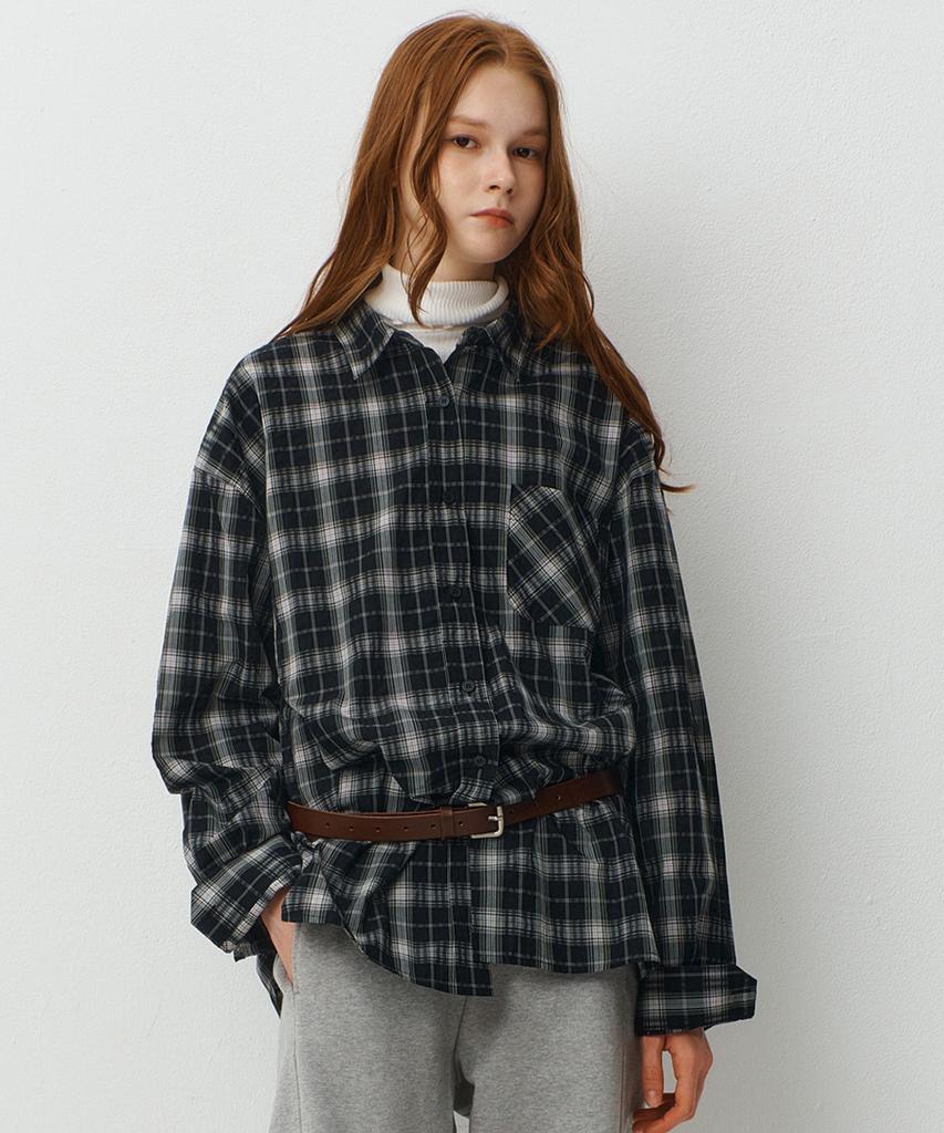 RAVEROUS Oversized Check Shirt_Black