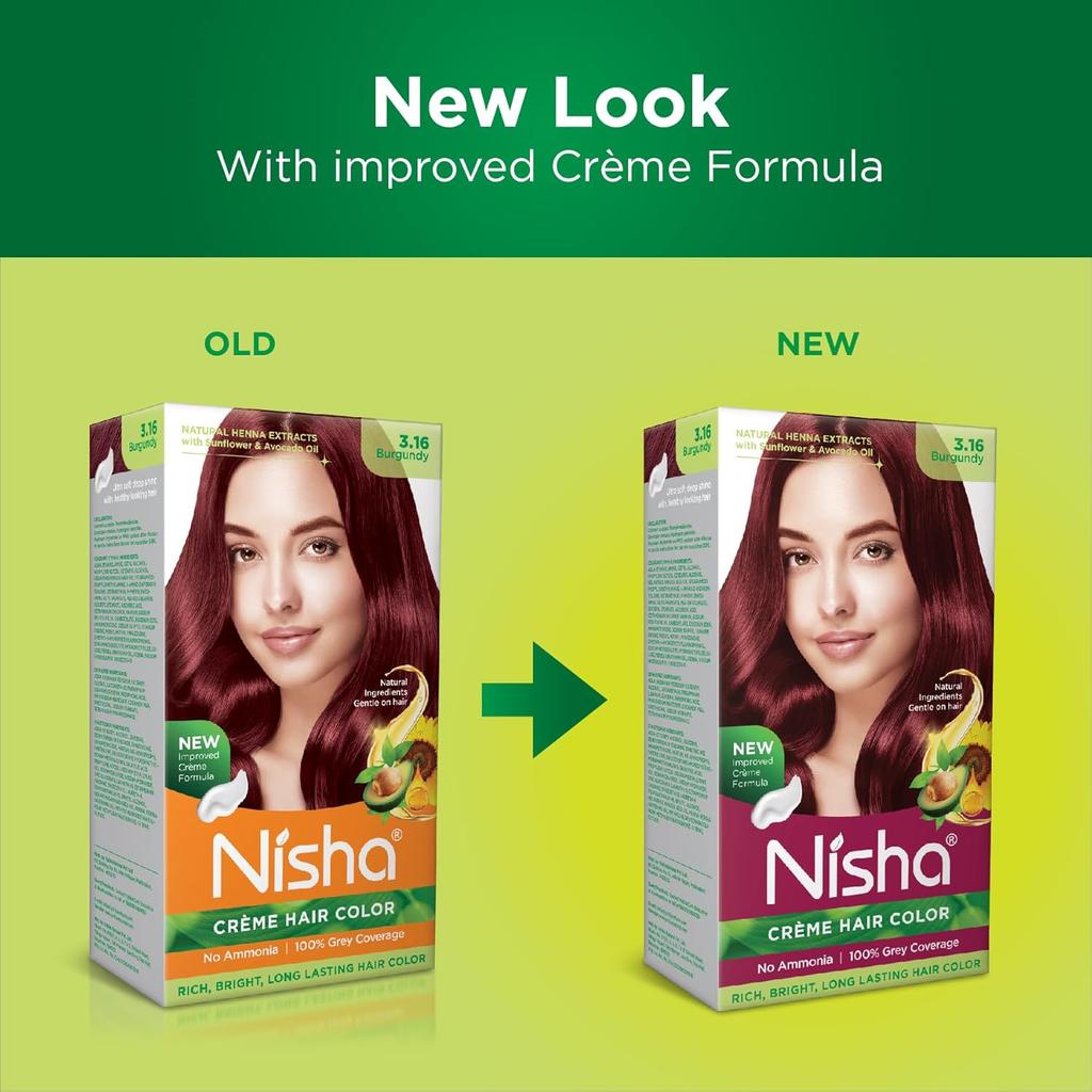 Краска для волос Nisha Creme Бордовая 60 г + 60 мл Стойкая Седина Без Аммиака Натуральный Экстракт Хны