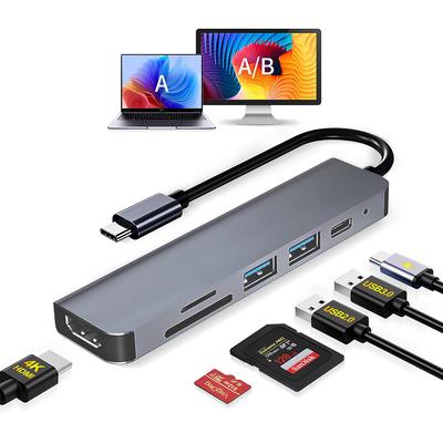 USB-хаб 5 Гбит/с, легкий, совместимый с Surface и другими устройствами USB для удаленной работы, 6-в-1, многопортовый, HDMI, Type-C, высокоскоростной