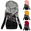 Women Winter Casual Camouflage Prints Jacket Zipper Sweatshirt Long Sleeve Coat