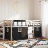 VidaXL Bunk Bed with Curtains White/black 90x200 Cm Solid Pine Wood, Bed, Bed Frame, Low Bunk Bed, Furniture of 3283892
