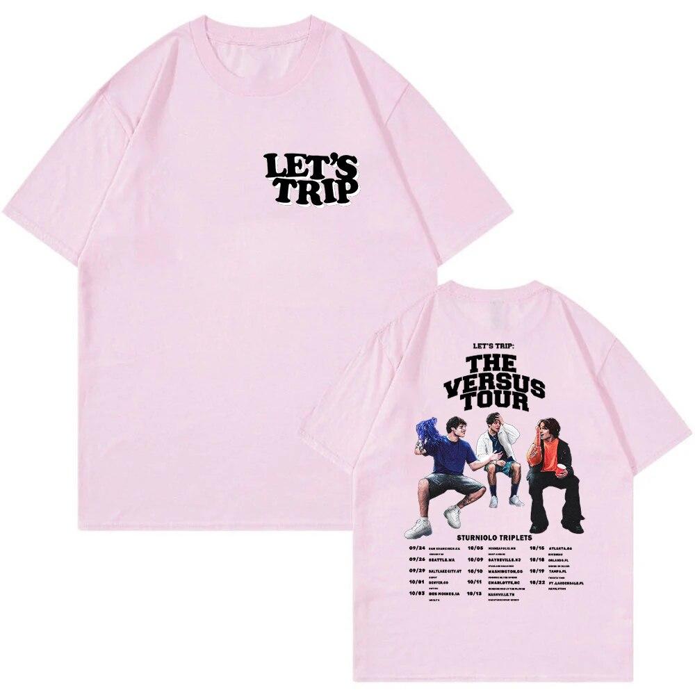 Sturniolo Triplets Merch Let's Trip 2023 The Versus Tour Футболка с круглым вырезом с коротким рукавом Уличная одежда унисекс Женская футболка Модная одежда унисекс