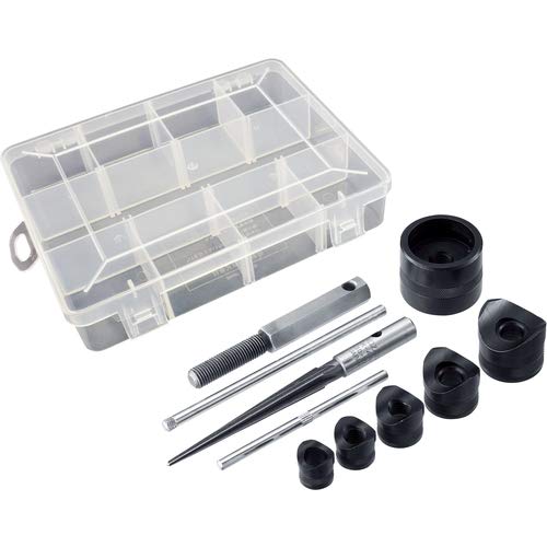 HOZAN Chassis Punch Set with Reamer, Manual Puncher. Easy one-handed hole punching. Suitable for aluminum plates up to 1.8mm thick and steel plates up