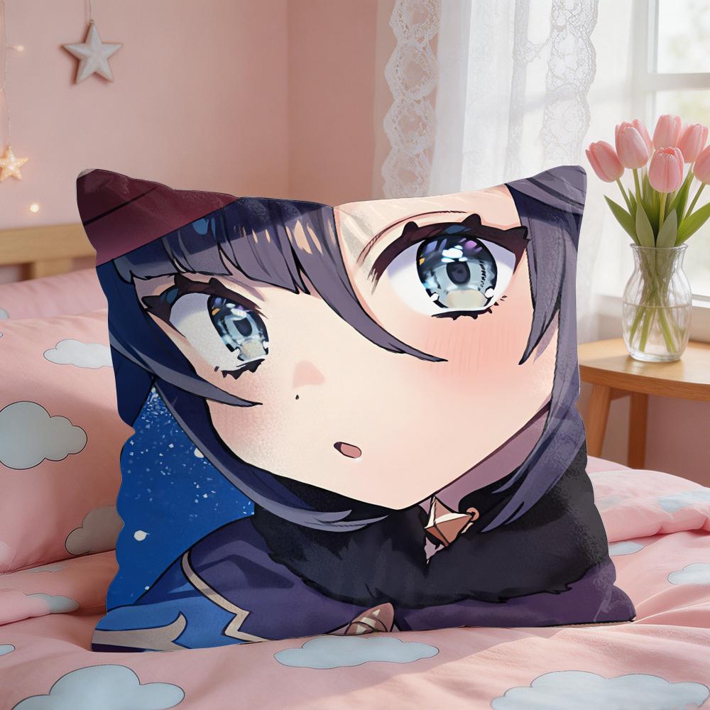 Mona Cute Cute Genshin Impact Cushion Cover Square Short Plush Pillow Case Living Room Sofa Home Decor Funda X
