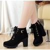 Autumn and Winter New High-heeled Women's Boots Cross-strap Short Boots Thick-heeled Martin Boots and Bare Boots