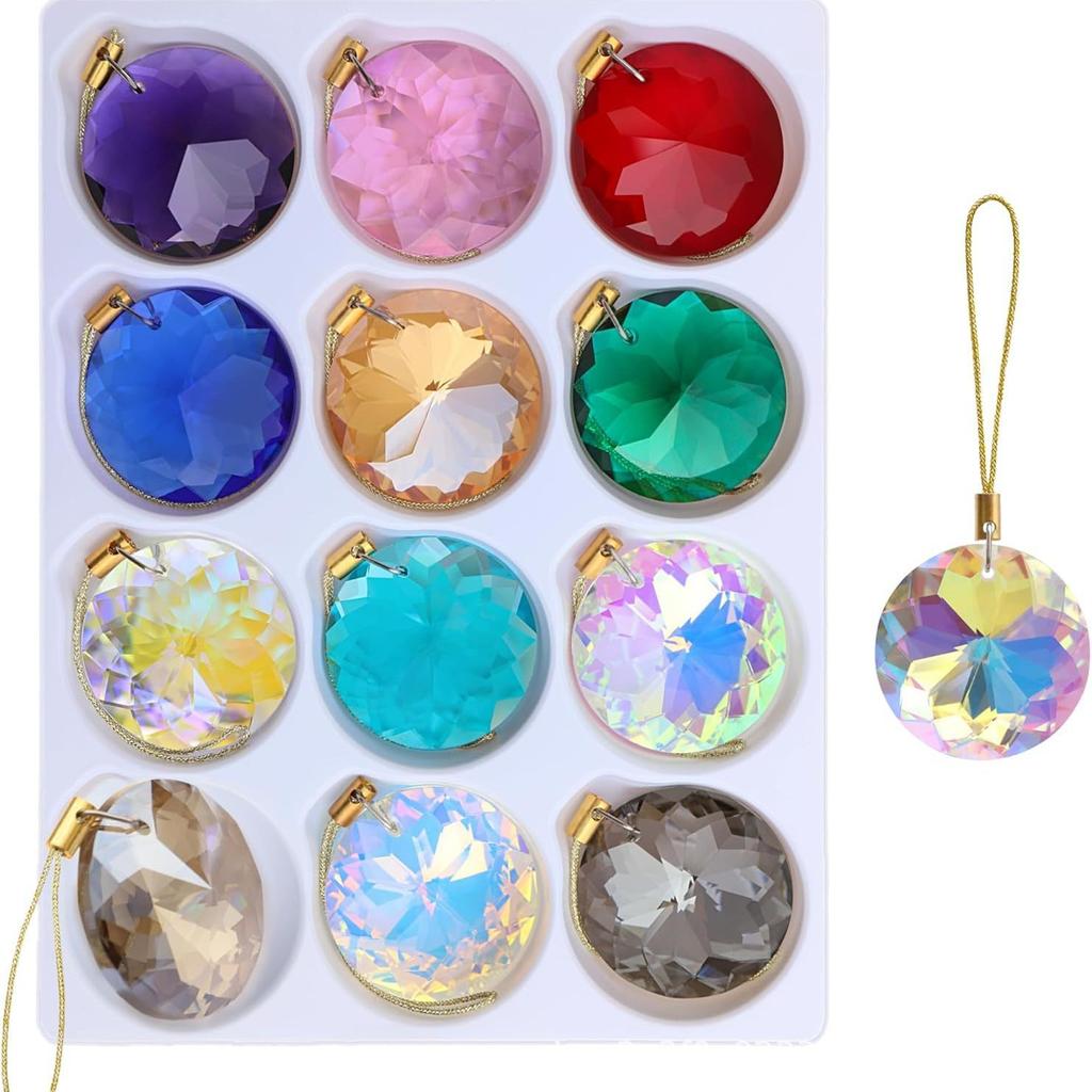 12pcs Round Crystal Balls Christmas Tree Decoration Festival Party Home Decoration Crystal Pendant Pendant
